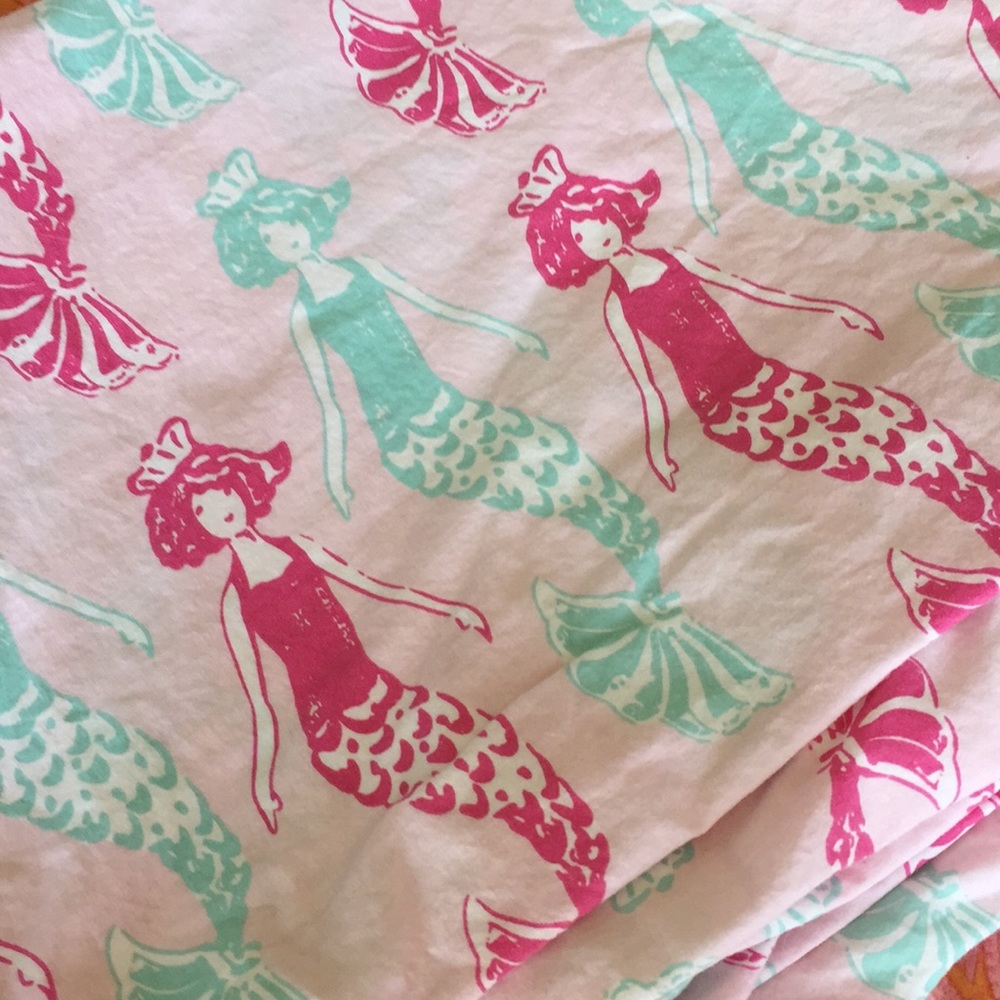 Pottery Barn Kids Pink and Aqua Mermaid Duvet Cover